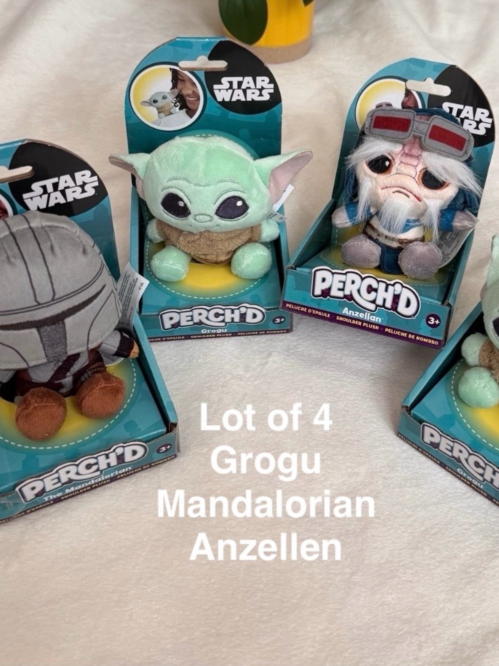 Disnery Star Wars Perch'd Grogu Plush, Collectible 3.75" Plush,Lot of 4
